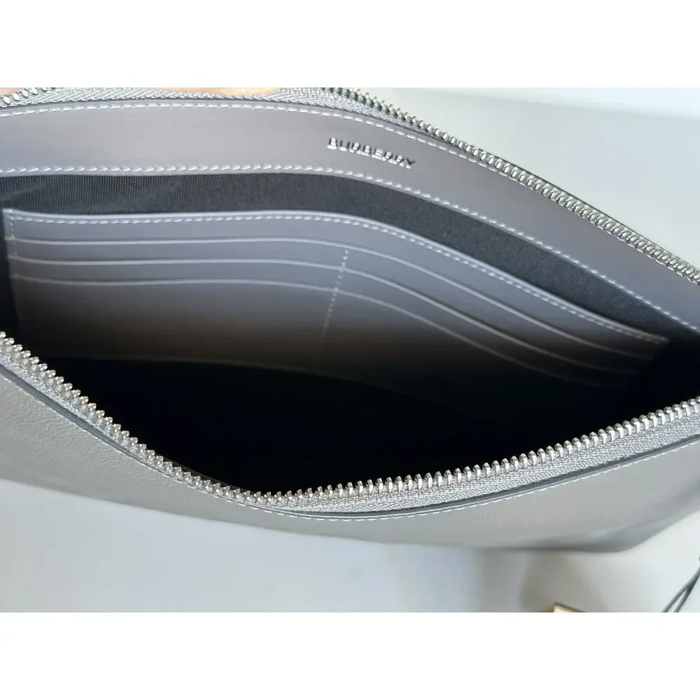 Burberry Charcoal Grey Leather Case Clutch 80528841 NWT $550